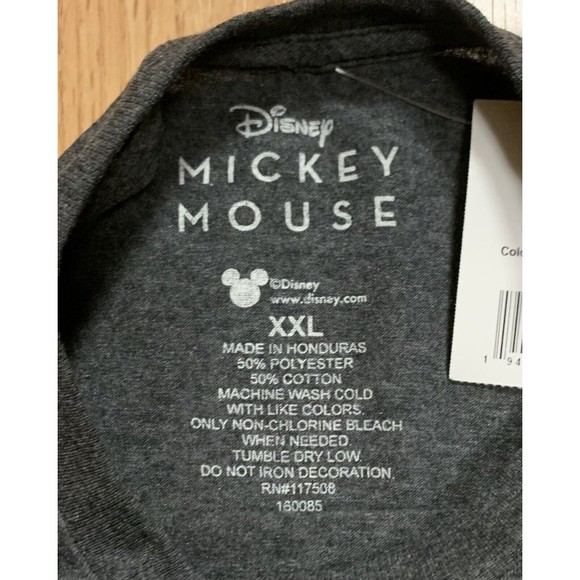 Disney Mickey Mouse Men’s Classic T Shirt Gray Size XXL NEW With Tags - Picture 3 of 8